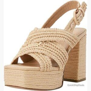 Heeled Sandals with Adjustable Strap and Woven Detailing